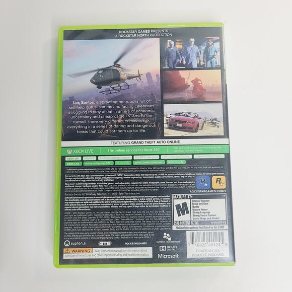 Grand Theft Auto V Five XBOX Live Video Game 2013 TESTED w/Booklet & Poster - Picture 2 of 6